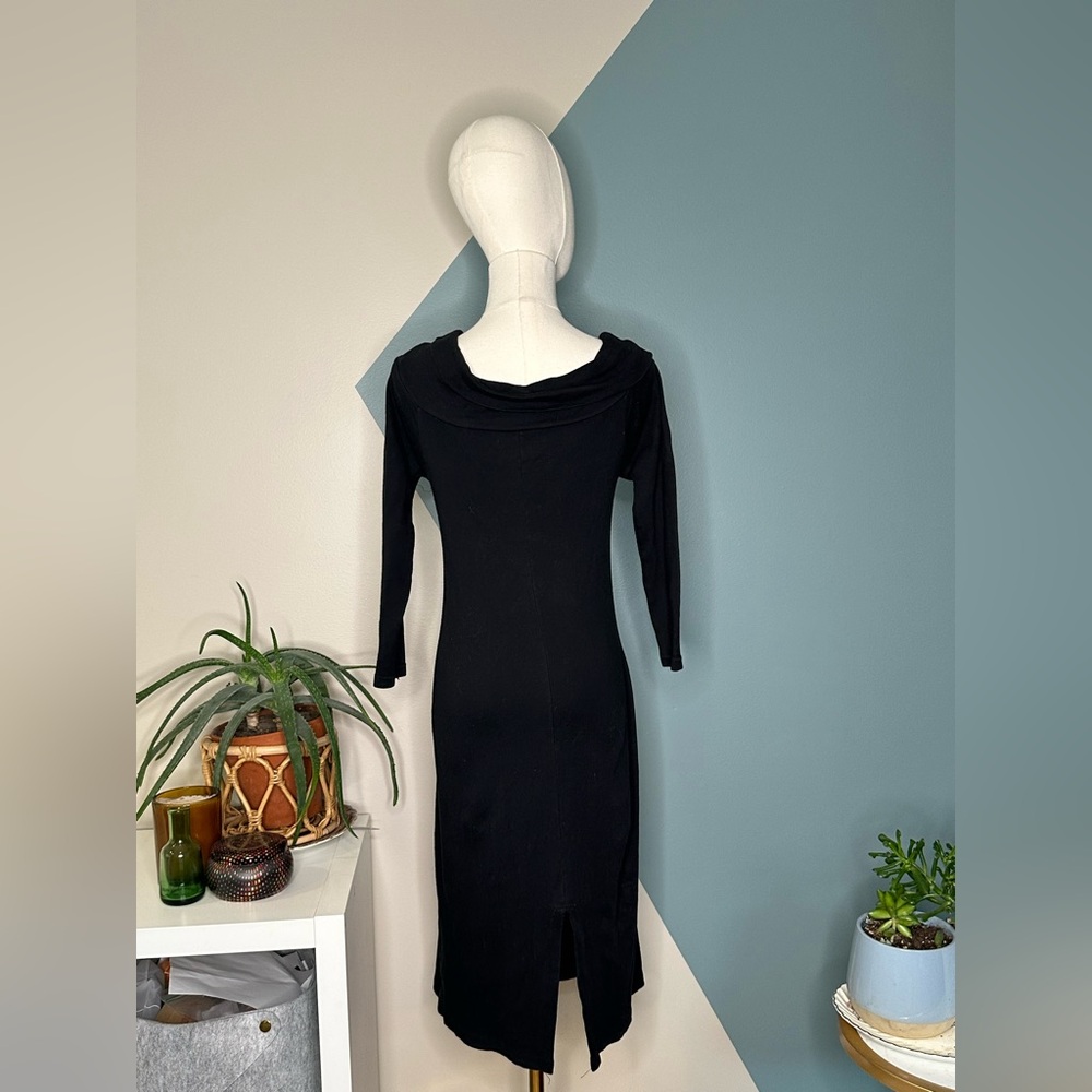 Vintage Forenza Italy Black Off Shoulder Knit Dress Women’s M Cotton 3/4 Sleeve - Picture 6 of 14